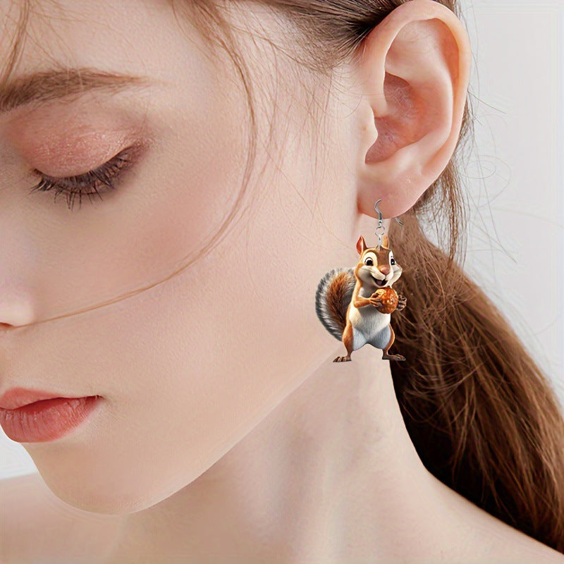 Wholesale Acrylic Cute Acorn Squirrel Earrings
